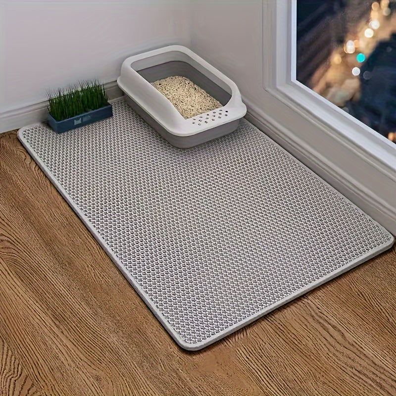 TEMU 1pc Extra Large Double-layer Cat Litter Mat, Eva Material, , Indoor , & Easy To Clean