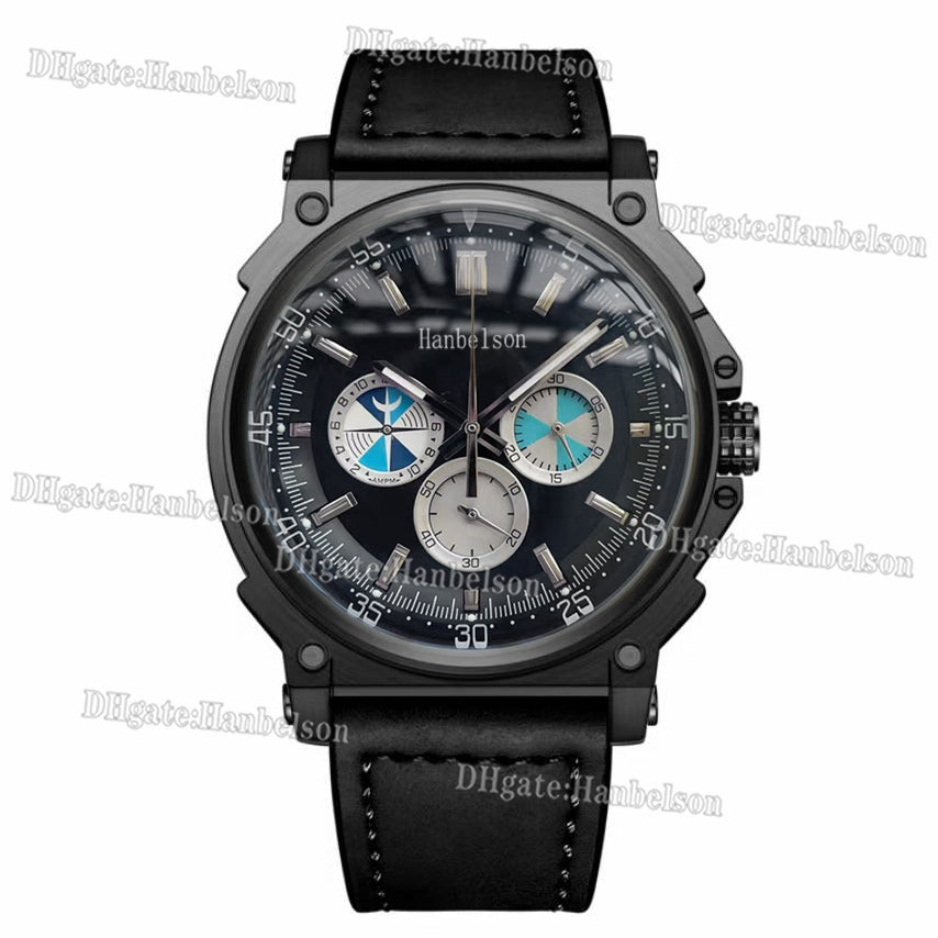 F1 Racing Sports Mens Watch VK Chronograph Stainless Steel Band Japan Quartz Movement Wristwatch Black Face Clock 42mm Leather Strap