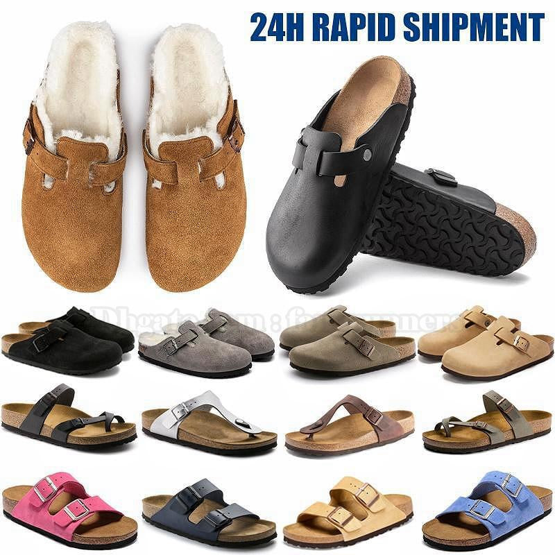 slide Slippers designer sandals Sandalswomen shoes Slides Black birkentocks clog White Suede Leather Buckle Platform mens shoes slippers women men s