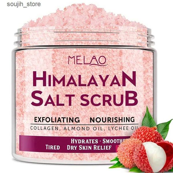 Bubble Bath MELAO Himalayan Salt Body Scrub with Collagen and Stem Cells - Natural Exfoliating Salt Body and Face Souffle Helps with Moist L