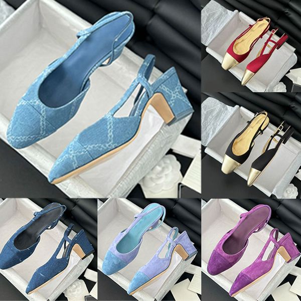 Flat Ballet Flats Women Dress Shoes Boat Slingbacks Designer Sandals Brock Heels Slingback Pump Blue Denim Suede Loafers Colorful Mary Jane