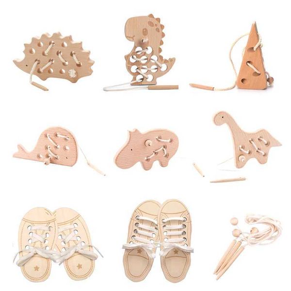 Baby Wooden Montessori Toys Animal Hedgehog Board Kids Kids Beech Wooden Educational Toy Botão Blocks
