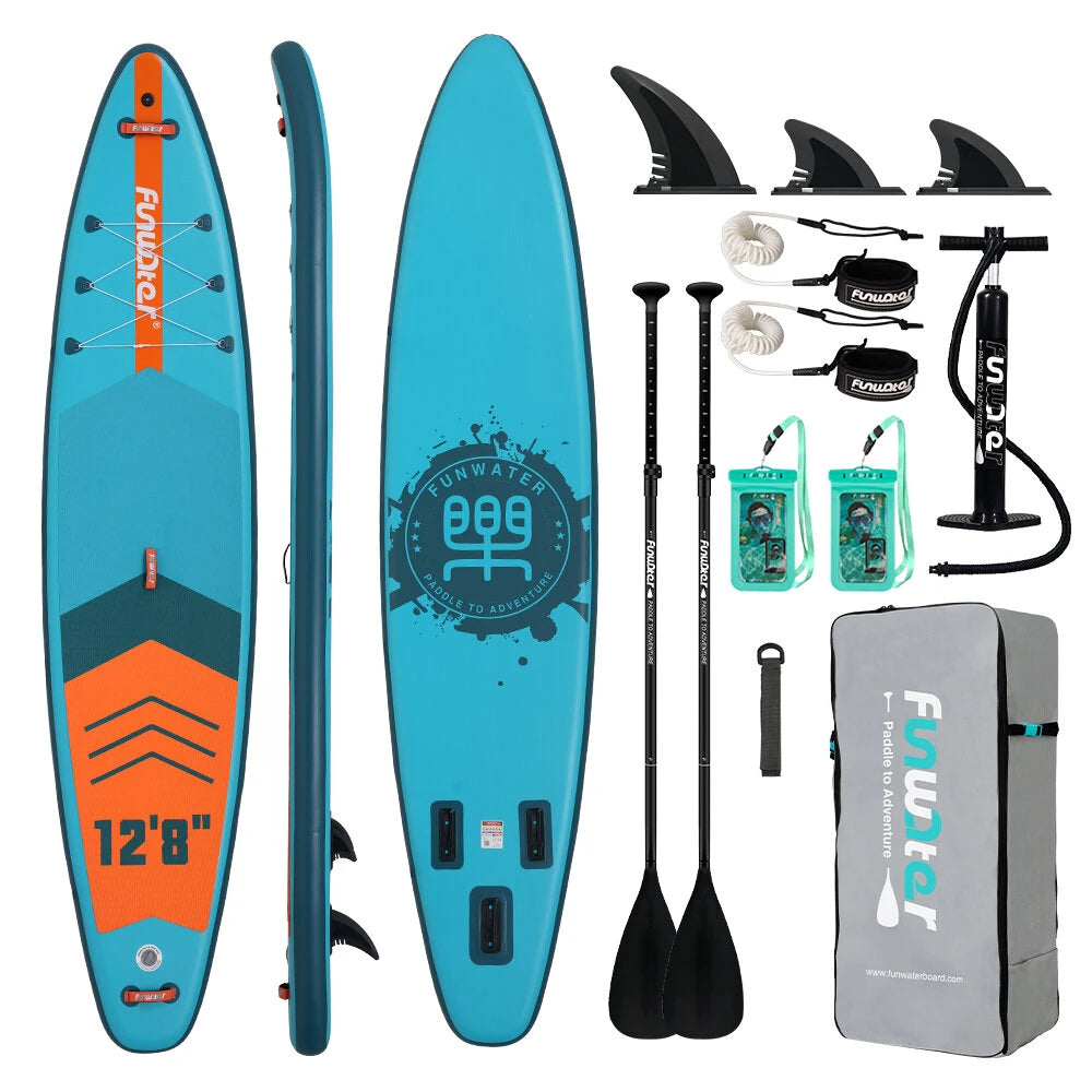 [EU Direct] FunWater 385X85X15CM Inflatable Stand Up Paddle Board Surfboard Complete Paddleboard Accessories Adjustable