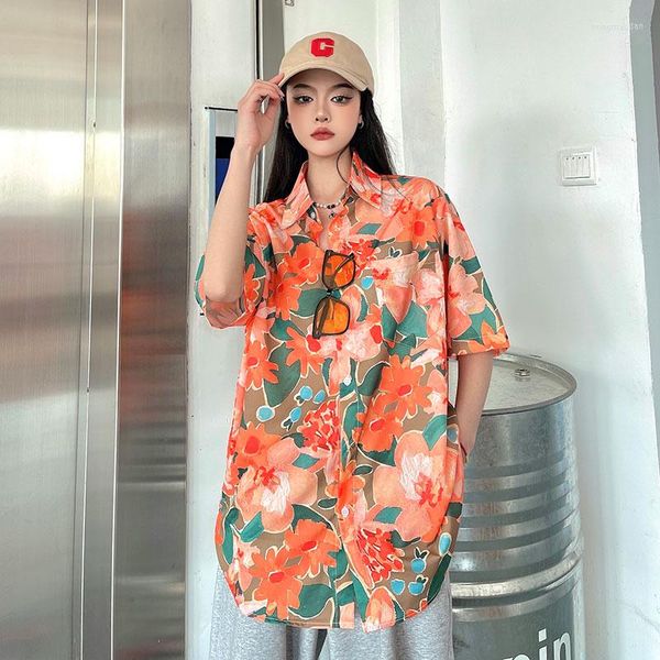 Women&#039;s Blouses Summer Thin Short-sleeved Casual Loose Floral Shirt Women