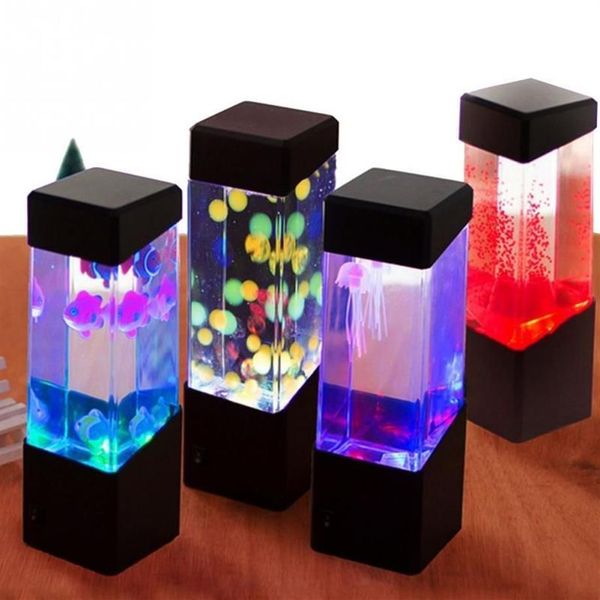 Jellyfish Led Tank Night Light Color Changing Table Lamp Aquarium Electric Mood Lava Lamp For Kids Children Gift Home Room Decor255q