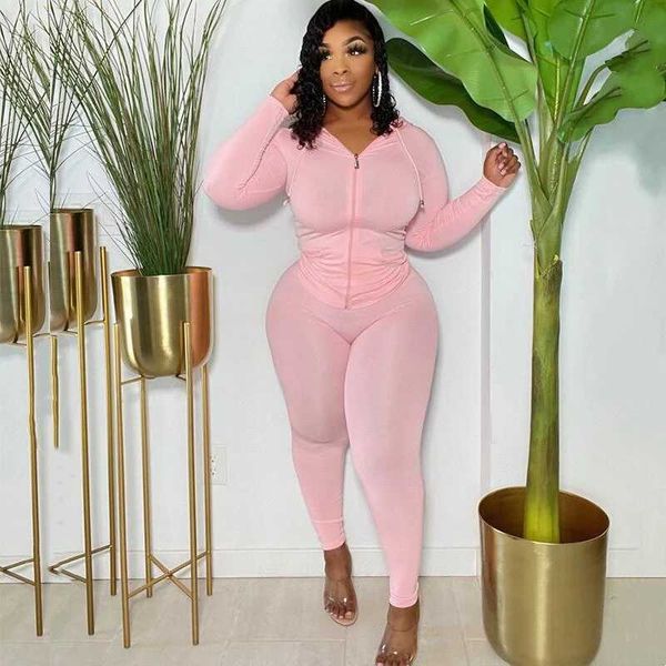 Women&#039;s Plus Size Tracksuits Plus Size Women Clothing Skinny Loungewear Long Sle Hoodies Tracksuit Pants Two Piece Sport Set Dropshippi
