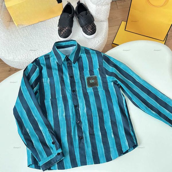 Top baby shirt Vertical printing lapel shirt kids designer clothes single-breasted child cardigan High quality girls boys Blouses