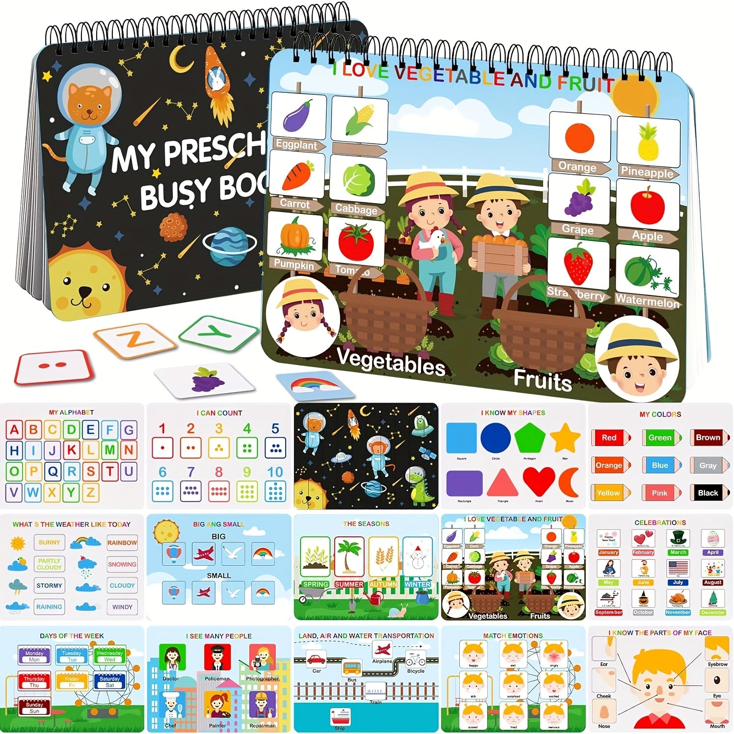 TEMU Busy Book For Kids, Preschool Learning Activities, 30 Themes Book With 8 Marker, Autism Learning Materials And Tracing Coloring Book, For