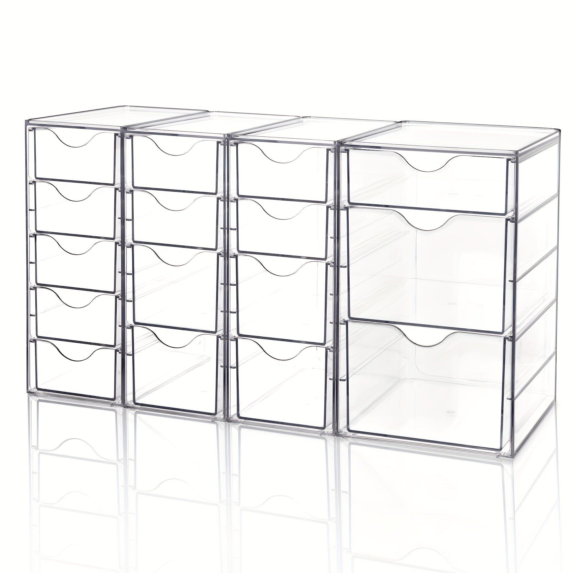 TEMU 8-16-drawer Clear Acrylic Desk Organizer With Dustproof Lids - Freestanding Storage For Office Supplies, Art & Craft Materials, Makeup Brushes -