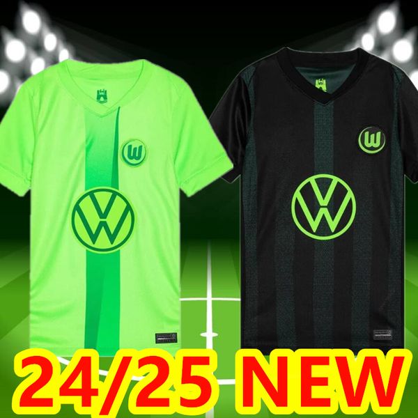 24 25 Wolfsburg Soccer Jerseys 2024 2025 Home Ginczek Steffen Shirts Away Roussillon Mehmedi Mbabu Brooks Arnold Weghorst Football