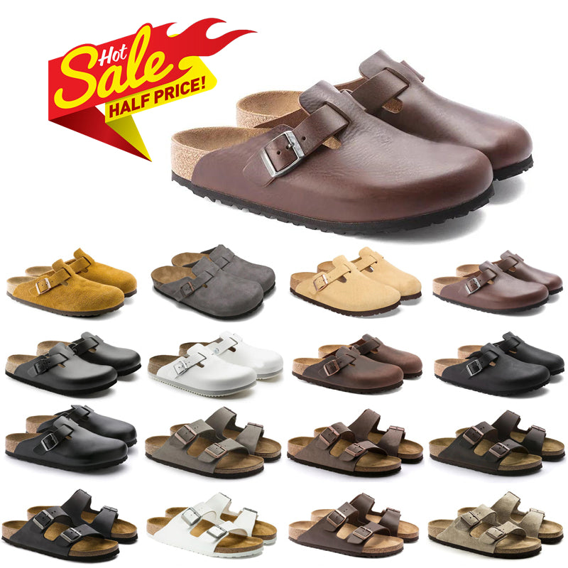 2025 free shipping clogs designer slippers birkinstocksandals slides shoes =white blue leather suede mules birkentocks clog mens sandles sandales 35