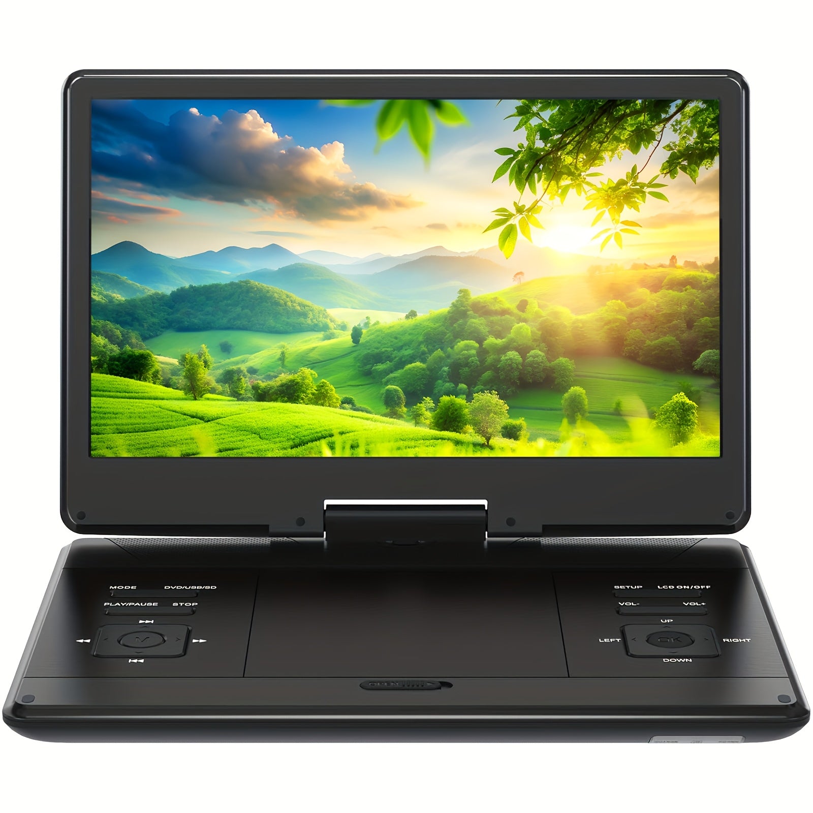 TEMU 17" Portable Dvd Player With 14.1" Hd Screen, 6-hour Battery, Usb-sd Card & Tv Sync, All-region , Dual Speakers, 270° Rotating Display For Car,