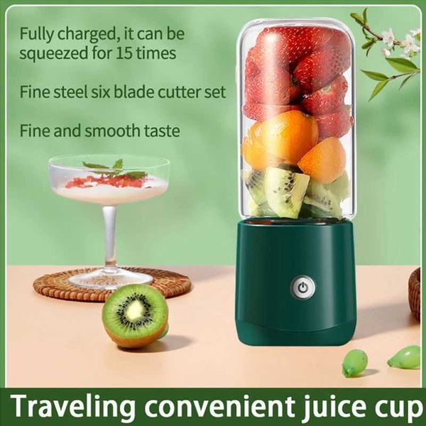 Portable Blender USB Electric Blender Electric Juicer Mini Fruit Juicer Charging Home Travel Personal Size Green W241025