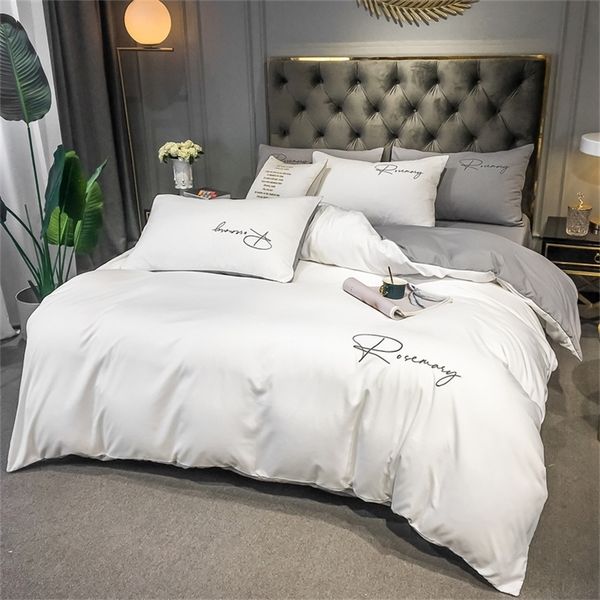 Highquality Embroidered Queen Bedding Set King Size Soft Skin Friendly Duvet Cover with Bed Sheet Simple Blanket Sets 241119
