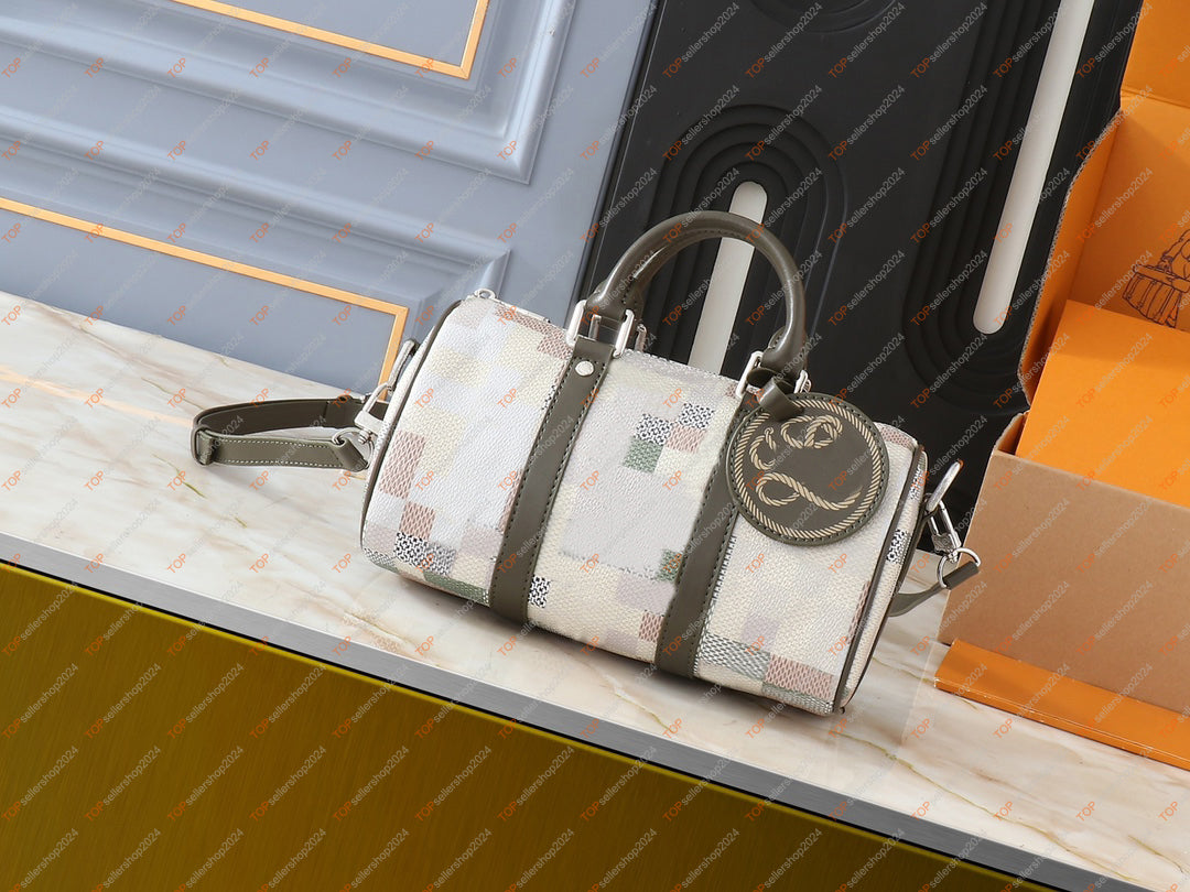 Chinese Snake Year Capsule Keepall 25 Designer Men&#039;s High Quality Daimer Snakoflage Canvas Leather Men&#039;s Boston Bag Handbag Rope Pattern L