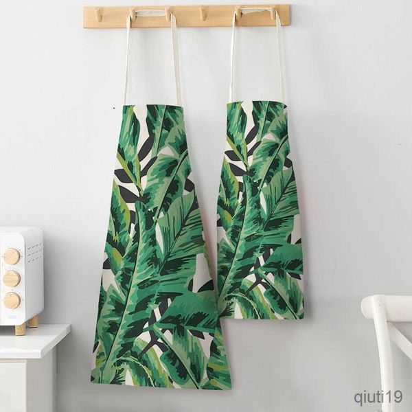 Kitchen Apron Kitchen Apron Tropical Flower Print Cotton Linen Aprons for Women Men Household Cleaning Cooking Baking Accessories R230710