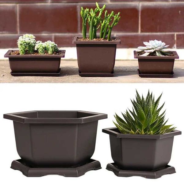 Outdoor garden landscape bonsai tray square rectangular flowerpot imitating clay suction cup plant flowerpot Y250120