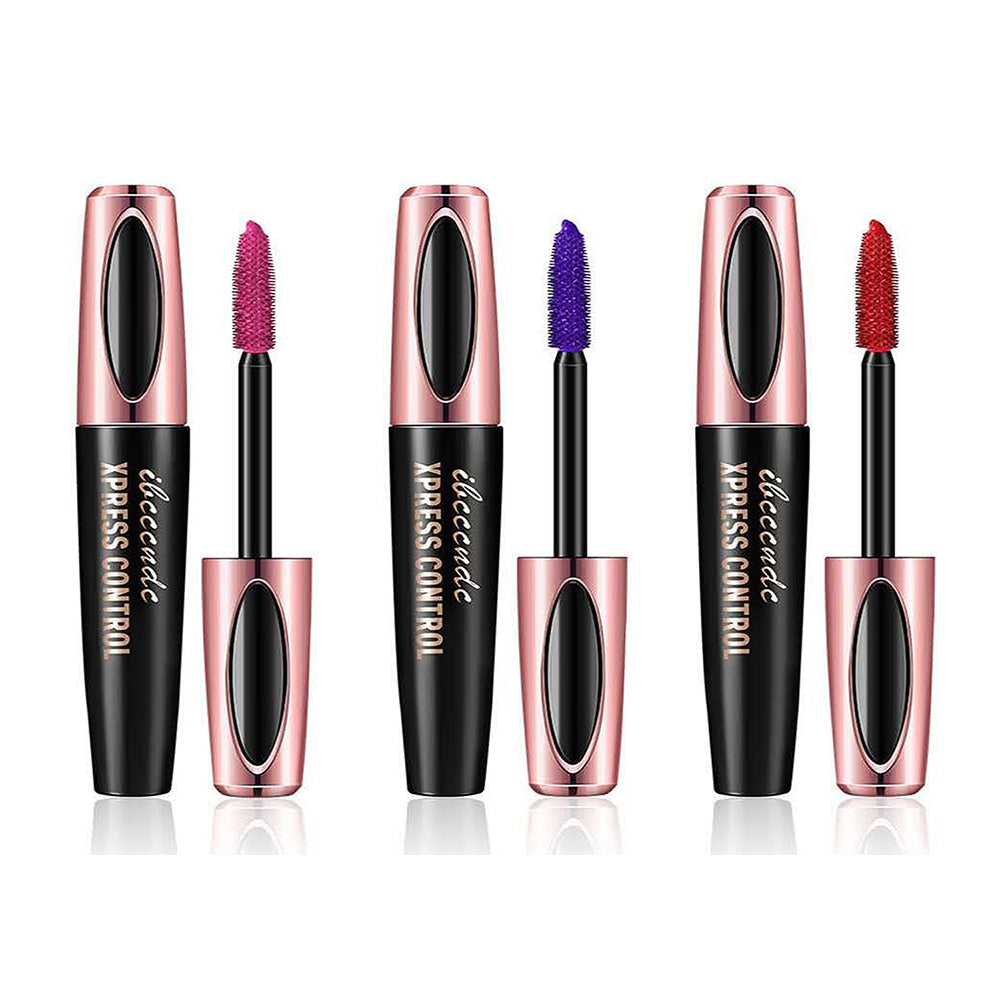 4D Silk Fiber Mascara for Longer Thicker Voluminous Eyelashes (3-Pack) - Colored