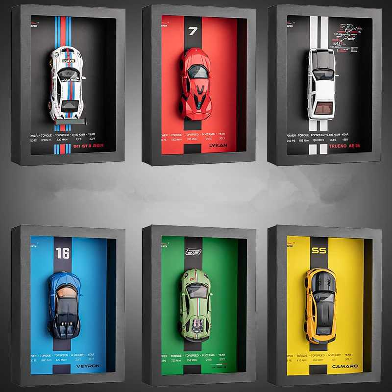1 32 Photo Frame Version Alloy Metal Sports Car Model Simulation 3D Racing Car Hanging Painting Collection Kids Gifts Decoration Z250224
