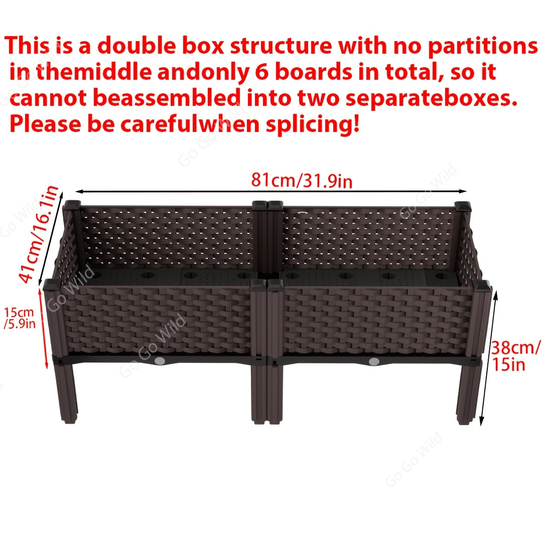 TEMU Multifunctional Elevated Double Layer Planter With Detachable Legs, Suitable For Vegetables, Herbs, And Flowers - Durable Plastic Material,