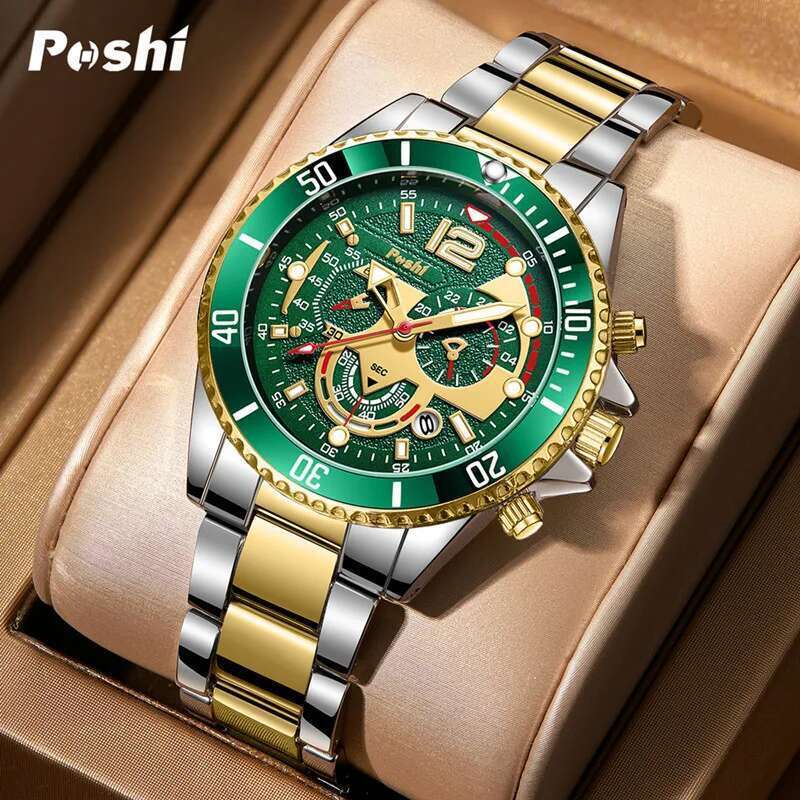 Green For Men Versatile Alloy Man Quartz Watches Waterproof Calendar Luminous Business Male&#039;s Clock Watch