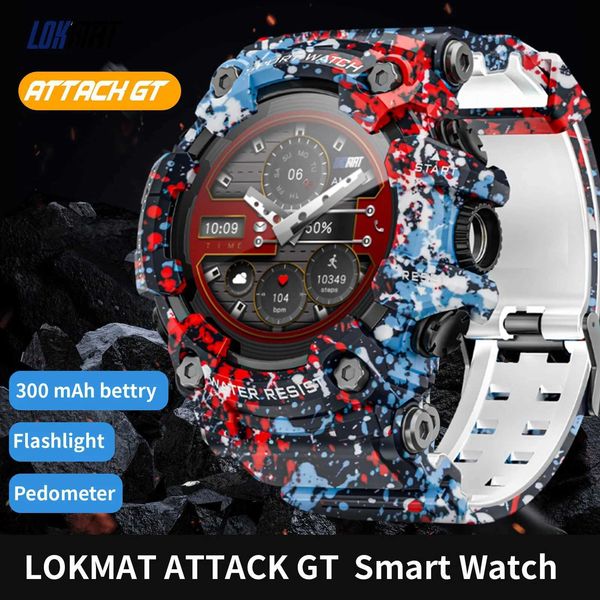 High Quality LOKMAT rugged sports smartwatch attack - GT BT call color waterproof military smartwatch with phone flash O241213