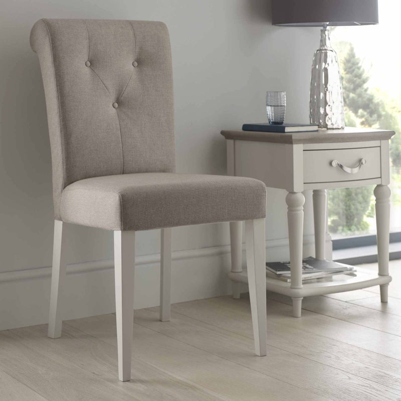 Montreal Pebble Grey Fabric Dining Chair Pair