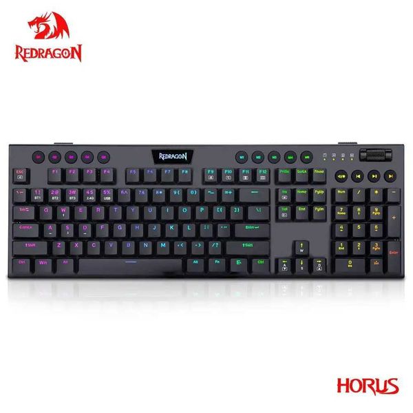 Keyboards REDRAGON Horus K618 RGB support Bluetooth 5.0 wireless USB 2.4G 3 mode Mechanical Gaming Keyboard 104 Keys for Compute PC Laptop z