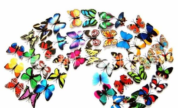 4.5 CM single simulation butterfly Refrigerator stick magnetic- pins 3d butterflies pvc removable wall stickers butterflys decoration I039