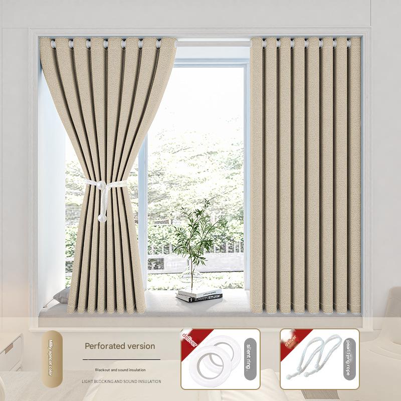 YL-36613 bedroom blackout curtain no need to punch holes, installation, free telescopic rod, a complete set of 2025 new partition sunshade bay windo