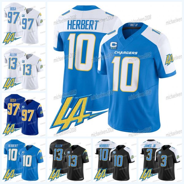 Chargers Ladd McConkey 10 Justin Herbert Joe Alt Football Jersey Derwin James Khalil Mack Joey Bosa LaDainian Tomlinson Brenden Rice Tuli Tu