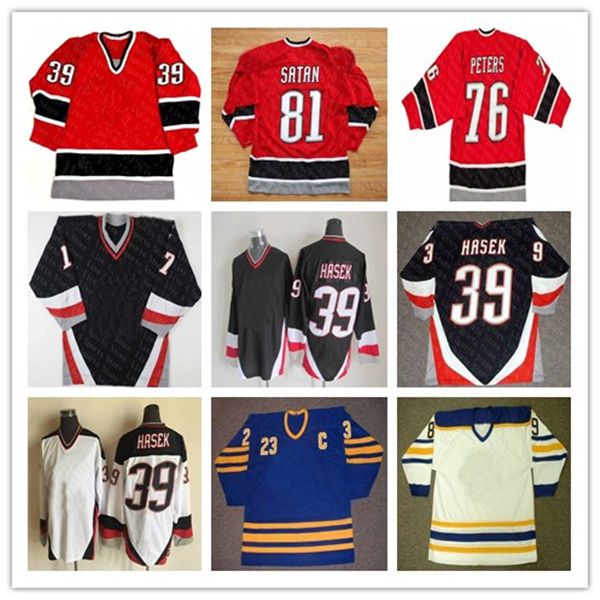Vintage Hockey Jersey 39 DOMINIK HASEK 48 Daniel Briere 29 JASON POMINVILLE 9 DEREK ROY Jason Woolley Brian Campbell Curtis Brown Miroslav S