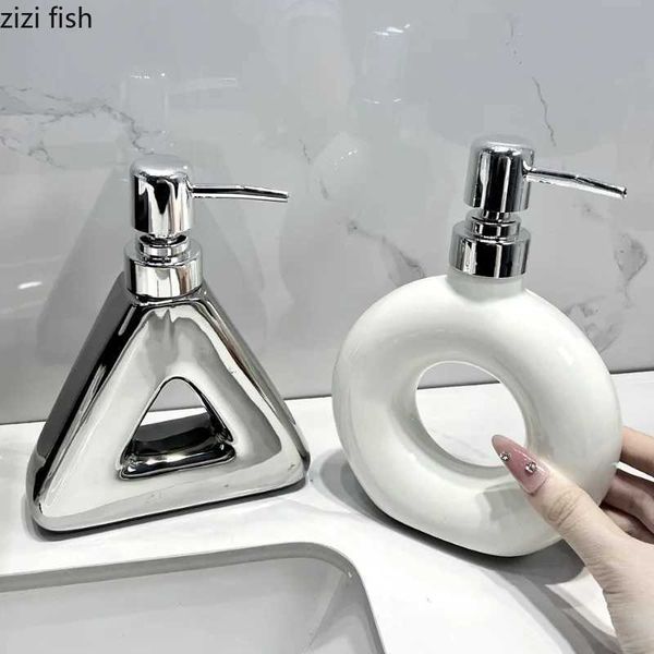 Ceramic Hand Sanitizer Bottle Lotion Bottles Bathroom Accessories Shower Gel Press Bottle Soap Dispenser Shampoo Bottles Y250210
