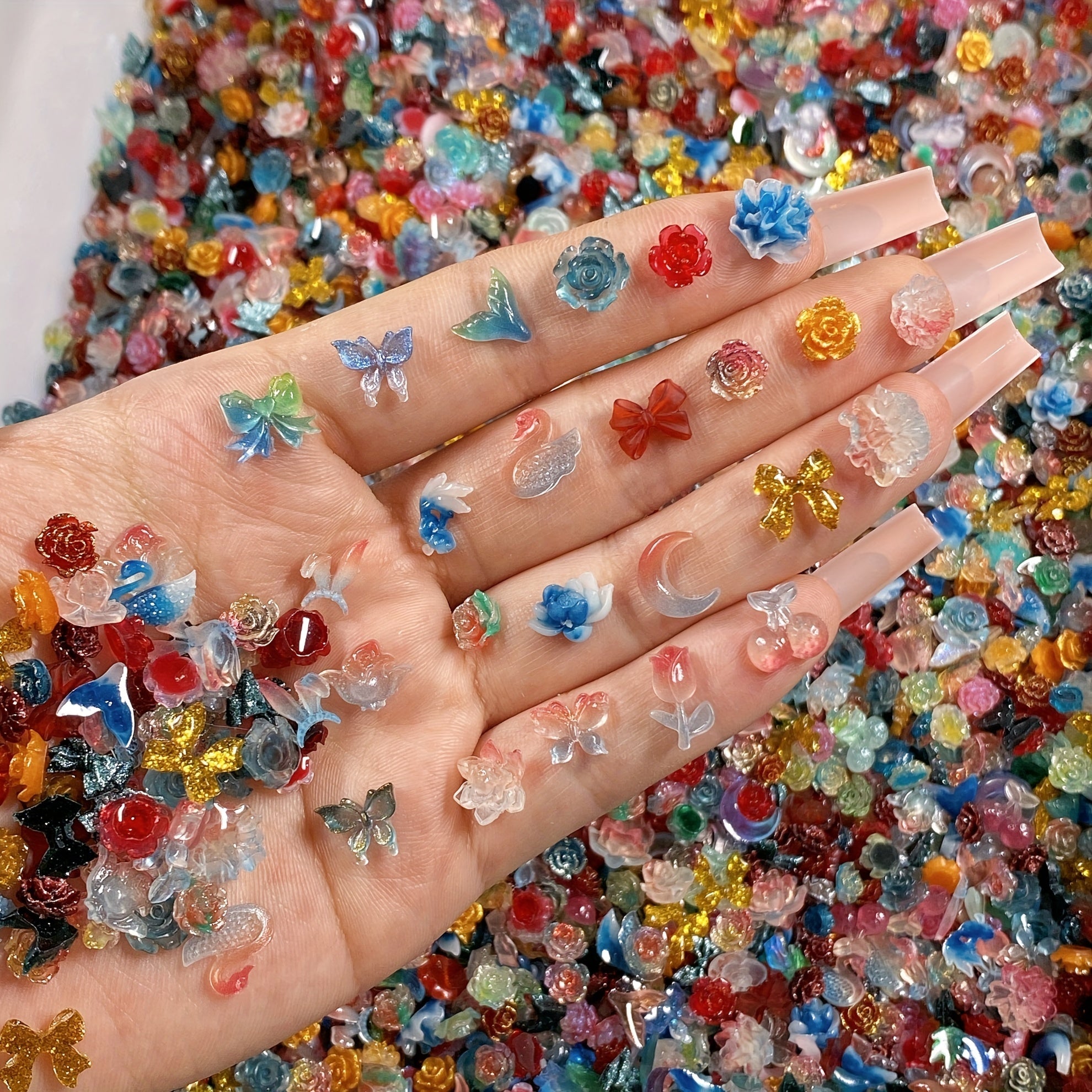 TEMU 35-100 Rose Camellia Assorted Design Resin Charms Suitable For Diy Resin Charms - Great For Phone Cases, Scrapbooking, Jewelry Making And Nail