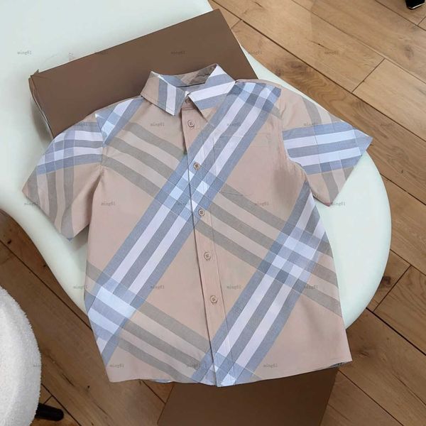 Brand baby shirt single-breasted child Short-sleeved shirt kids designer clothes Multicolor cross stripe design girls boys Blouses