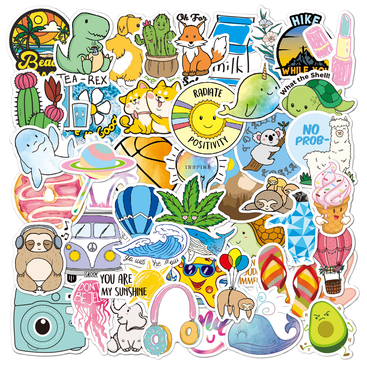 50pcs-lot Waterproof Lovely Stickers DIY Graffiti Decales For Phone Tablets Motorcycle Car Suitcase Cool Literary Laptop Skateboard