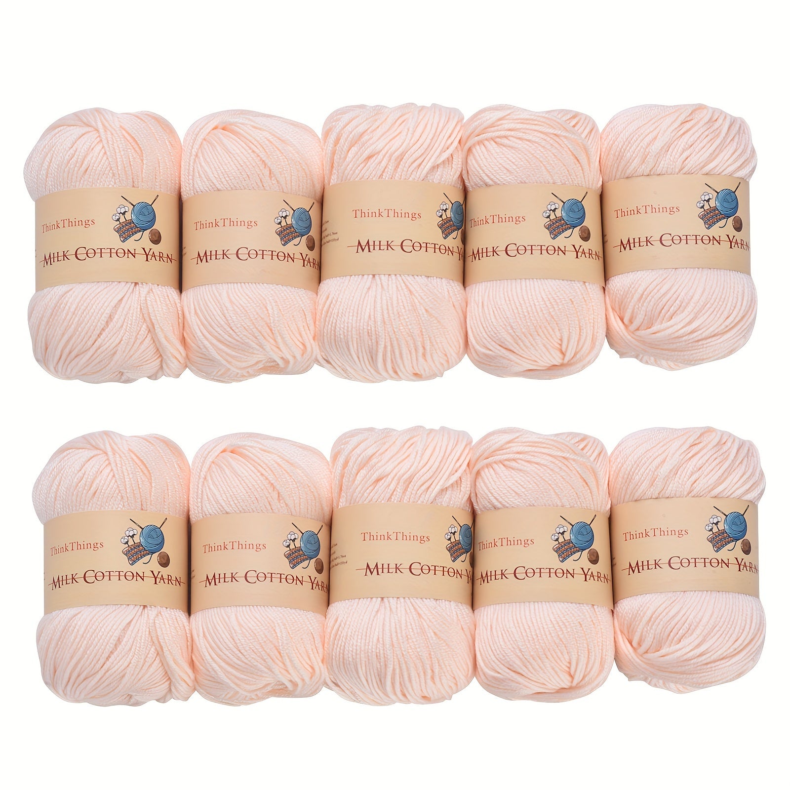 TEMU Thinkthings Acrylic Yarn For Crocheting - Hand Knitting Yarn - Light Beige Yarn - Crochet Thread Yarn For Crocheting Bulk - 10balls 17.6ounces