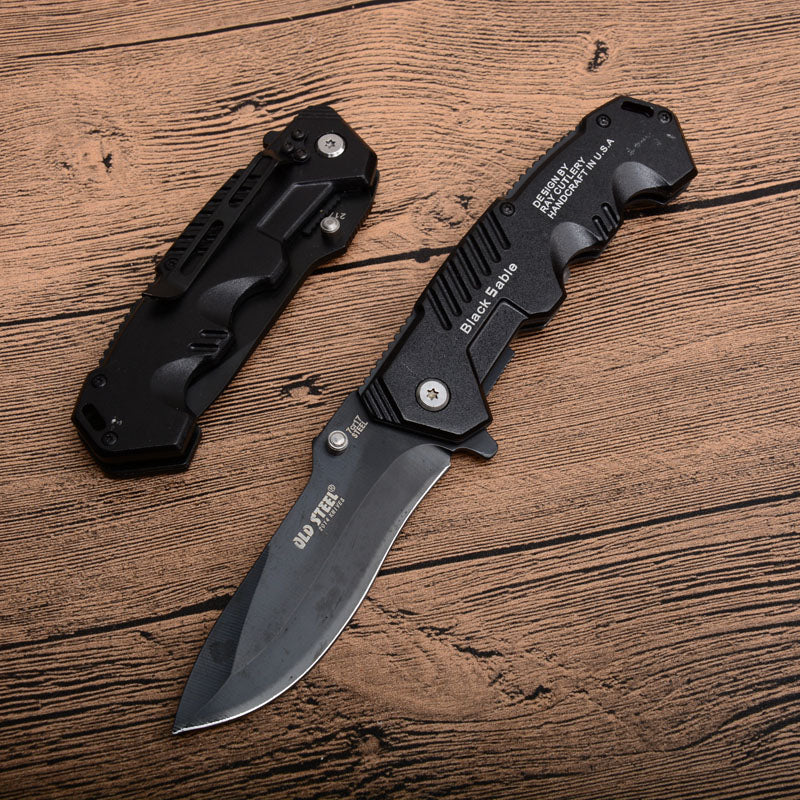 High-hardness tactical folding knife HY217 - Outdoor survival black blade small knife, multi-functional gardening tool