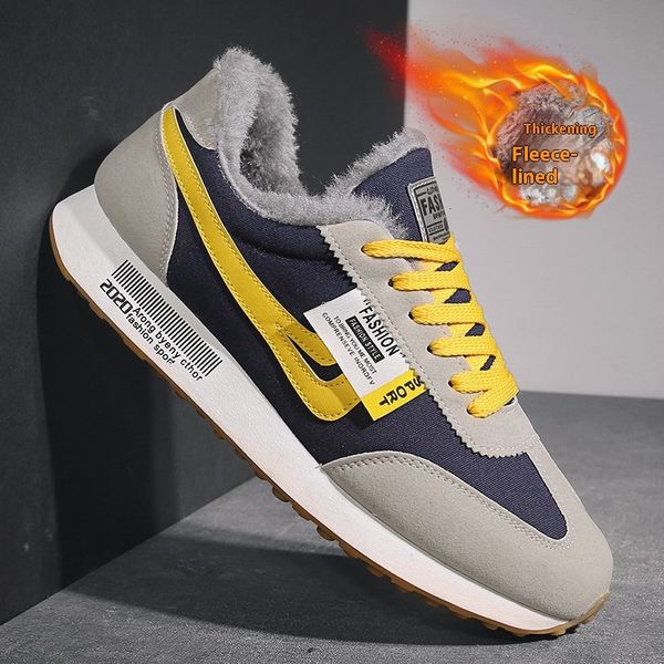 Winter suede sports men&#039;s low top lace up cotton shoes student casual warm snow boots hot-selling item