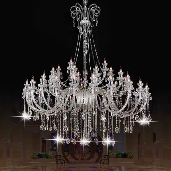 European New Chandelier Bedroom Branch Villa Duplex Building Hall Banquet Hotel Clubhouse Luxury Crystal Candle Pendant Light