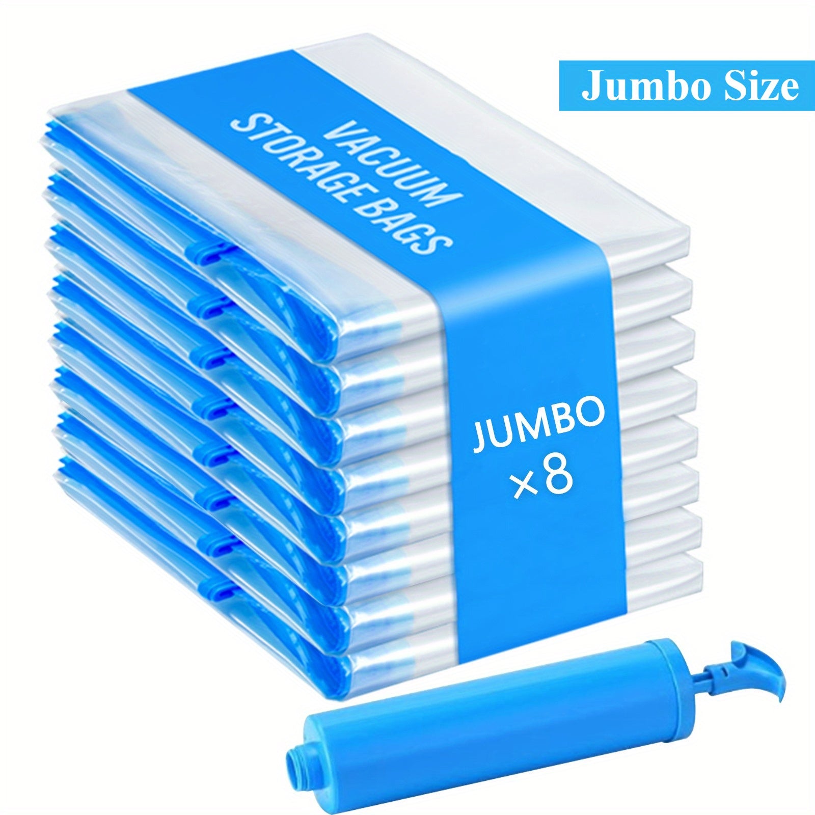 TEMU 8pcs Jumbo Vacuum Storage Bags With Manual Pump - Extra Large 27.8x39.3 Inch Space Saver Bags For Comforters, Bedding, Blankets & Stuffed |