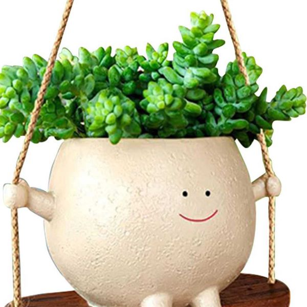 Balcony Wall Planter Resin Smiling Face Planter Pot Creative Wall Hanging Planter Tree-Function He Garden Accessories Y250120
