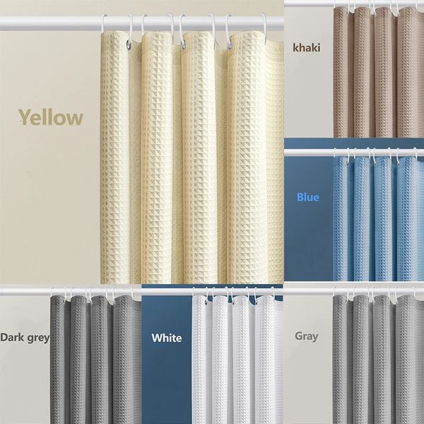 Thickened Waffle Solid Color Shower Curtain Non-porous Double-sided Waterproof and Mildew Shading Suitable for Toilet Bathroom 250116
