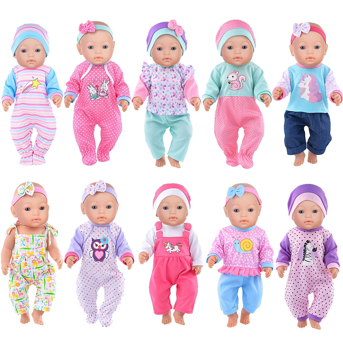 TEMU 10 Sets Doll Clothes Accessories Play Set Rompers Outfits For 14-16 Inch Dolls And 43cm-17 Inch New Baby Dolls (no Doll)
