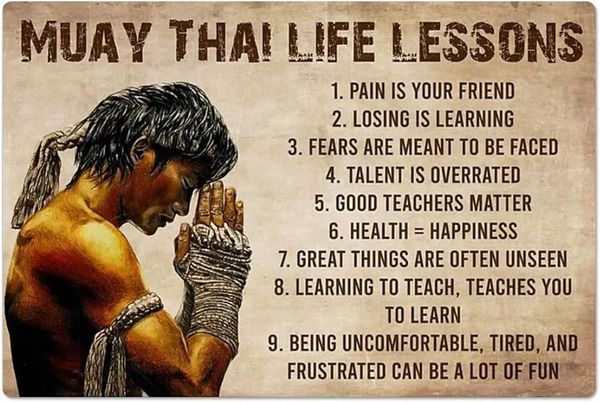 High Quality Muay Thai Life Lessons Metal Signs Room Decor Boxer Retro Posters Gym Club Home Wall Decor Printed Plaque 8x12 Inches T250118