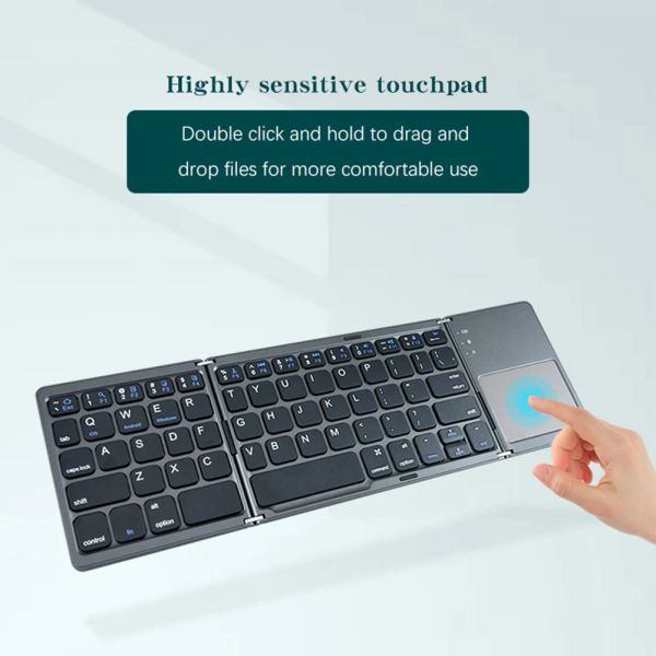 Foldable Tablet Keyboard With Touchpad Small Keyboard Lightweight Dustproof Bluetooth-compatible for Universal Tablet Phone
