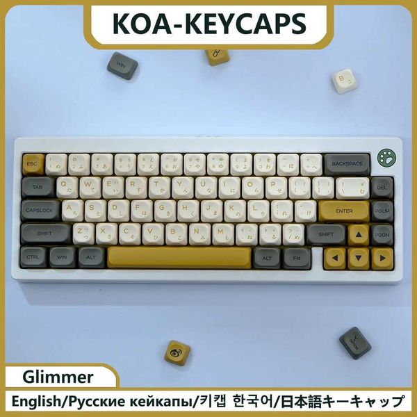 Keyboards KBDiy 142 Keys KOA Profile PBT Glimmer Keyca Retro MAC Japanese Russian Korean Keycap for Mechanical Keyboard Ca for K500 z250209