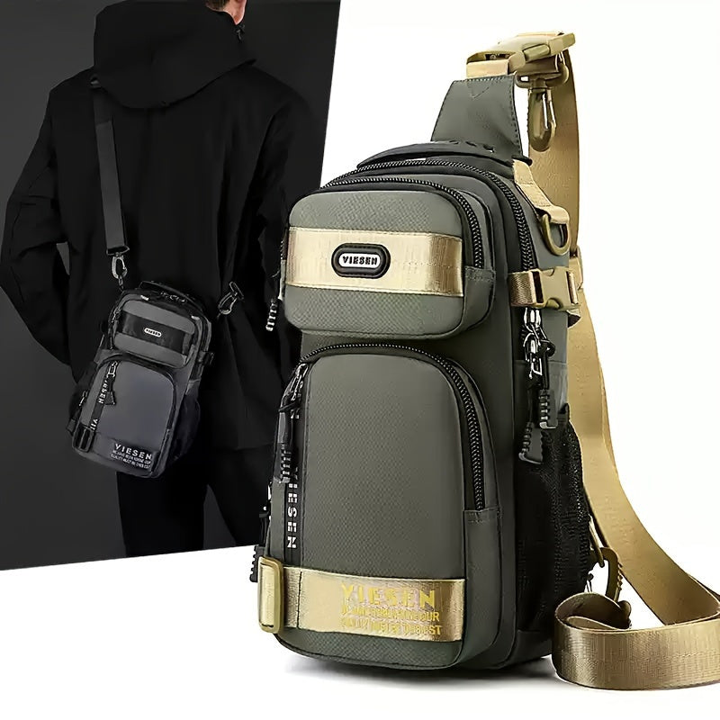 TEMU Men's& Women's Fashion Chest Bag, Anti-theft Trendy Sports Sling Backpack, Lightweight Oxford Material, Zipper Closure, Sewing Thread Detail, No