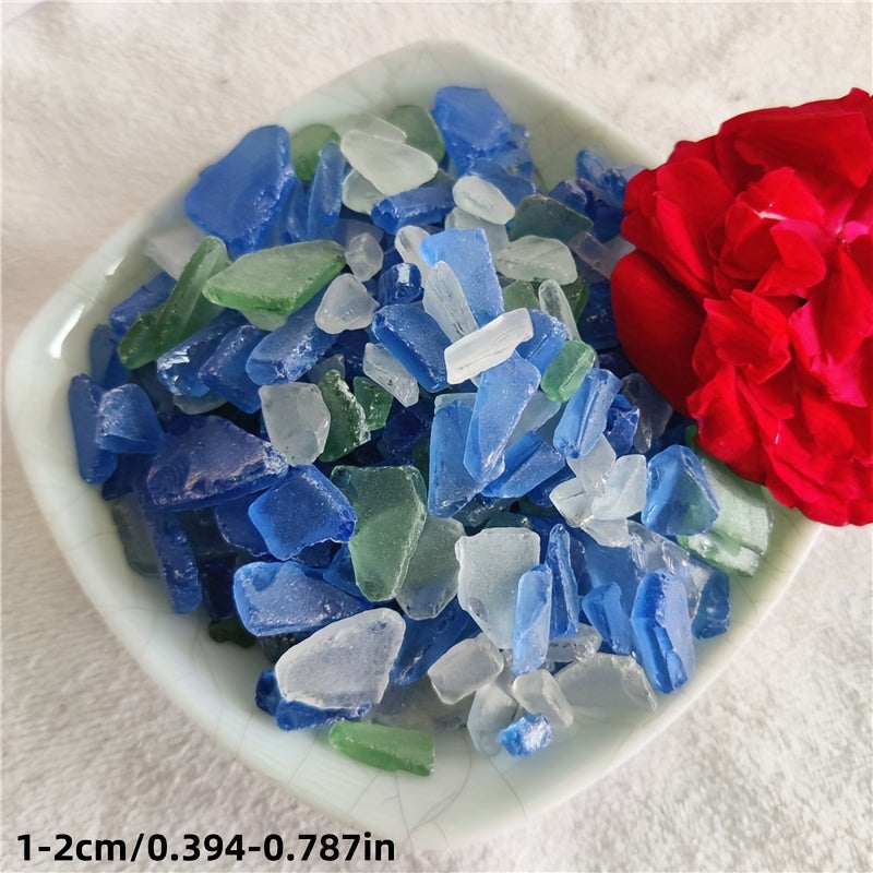 TEMU Sea Glass Mix - 4.48oz Assorted Colors (white, Mint Green, Light Blue) For Diy Crafts, Vase Filling, Aquariums & Beach Weddings