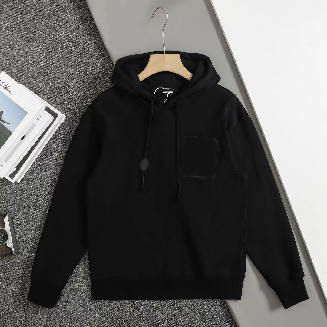 Winter Men&#039;s Designer Cotton Couple Lightweight Luxury Collar Hoodie Commuter Casual Cotton Cowhide Logo Hoodie